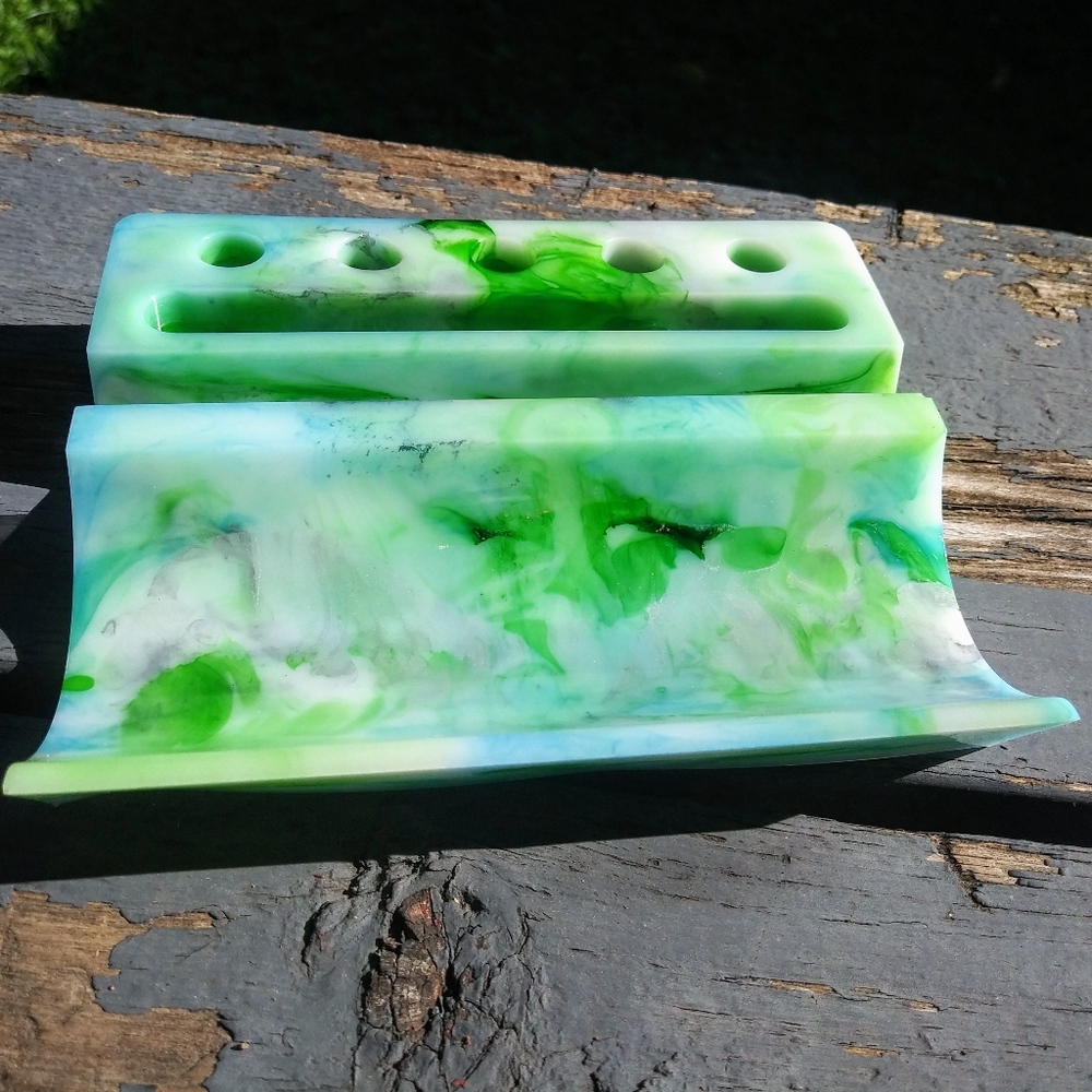Desk Organizer Phone Holder Tablet Stand Handmade Resin Tech Gear - Picture 15 of 17